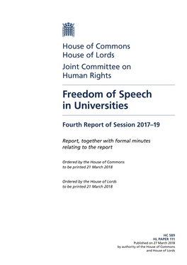 Freedom of Speech in Universities