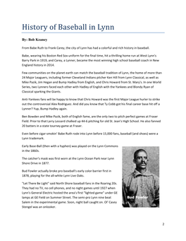 History of Baseball in Lynn