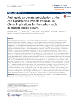 Authigenic Carbonate Precipitation at the End-Guadalupian