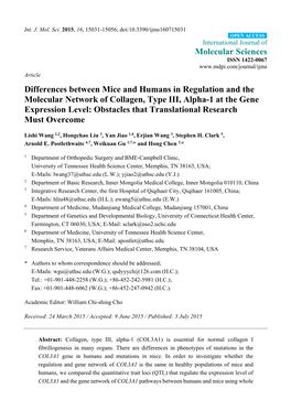 Molecular Network of Collagen, Type III, Alpha-1 at the Gene Expression Level: Obstacles That Translational Research Must Overcome