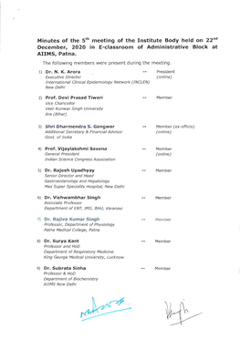 Minutes of the 5Th Meeting of the Institute Body Held on 22
