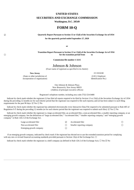 FORM 10-Q Johnson & Johnson