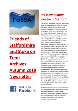 Friends of Staffordshire and Stoke on Trent Archives Autumn 2018