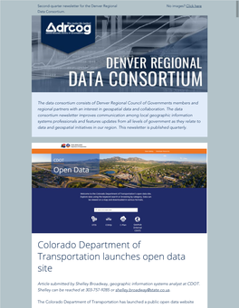 Colorado Department of Transportation Launches Open Data Site
