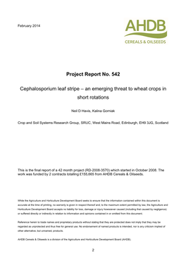 Project Report No. 542 Cephalosporium Leaf Stripe