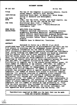 DOCUMENT RESUME ED 265 829 TITLE the Use of the Computer In