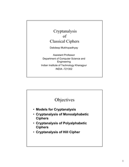 Cryptanalysis of Classical Cryptosystems