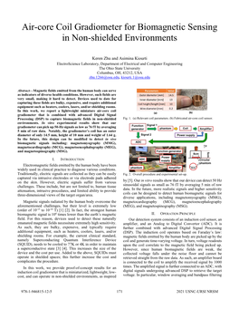 Air-Core Coil Gradiometer for Biomagnetic Sensing in Non-Shielded Environments