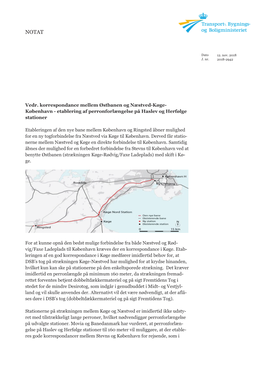 Vedr. Korrespondance Mellem Østbanen Og Næstved-Køge- København - Etablering Af Perronforlængelse På Haslev Og Herfølge Stationer