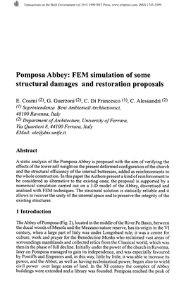 Pomposa Abbey: FEM Simulation of Some Structural Damages and Restoration Proposals