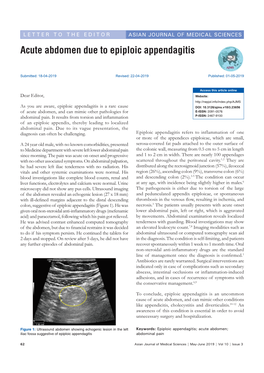 Acute Abdomen Due to Epiploic Appendagitis