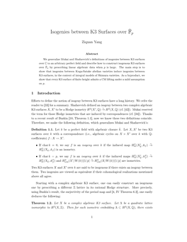 Isogenies Between K3 Surfaces Over ¯ Fp