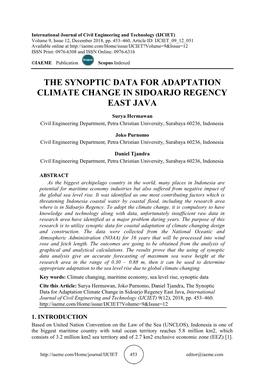 The Synoptic Data for Adaptation Climate Change in Sidoarjo Regency East Java