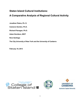 Staten Island Cultural Institutions: a Comparative Analysis of Regional Cultural Activity