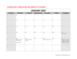 2021 Monthly Calendar