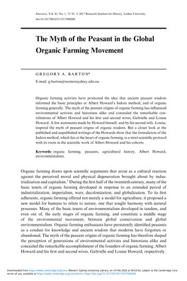 The Myth of the Peasant in the Global Organic Farming Movement