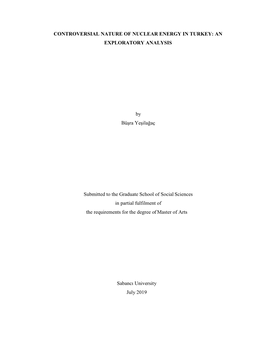 Controversial Nature of Nuclear Energy in Turkey: an Exploratory Analysis