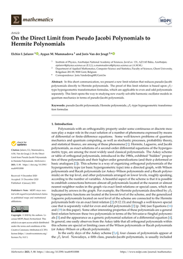 On the Direct Limit from Pseudo Jacobi Polynomials to Hermite Polynomials