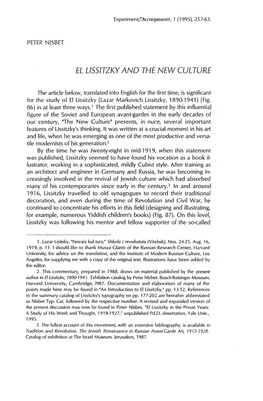 El Lissitzky and the New Culture