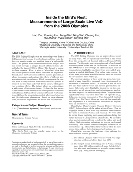 Nest: Measurements of Large-Scale Live Vod from the 2008 Olympics∗