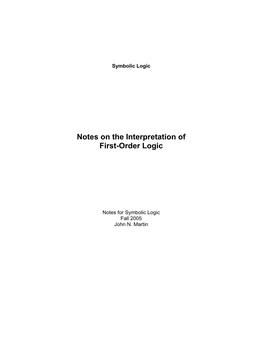 Notes on the Interpretation of First-Order Logic