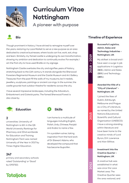 Curriculum Vitae Nottingham a Pioneer with Purpose