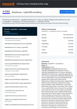 C53 Bus Time Schedule & Line Route