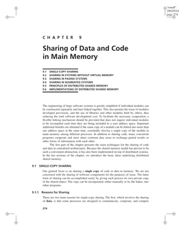 Sharing of Data and Code in Main Memory