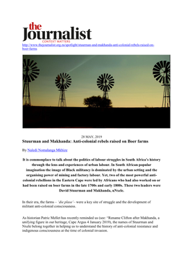 Stuurman and Makhanda: Anti-Colonial Rebels Raised on Boer Farms