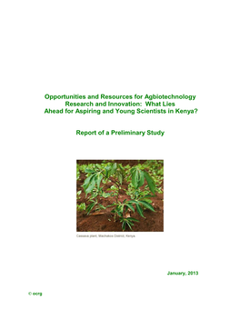 Opportunities and Resources for Agbiotechnology Research and Innovation: What Lies Ahead for Aspiring and Young Scientists in Kenya?