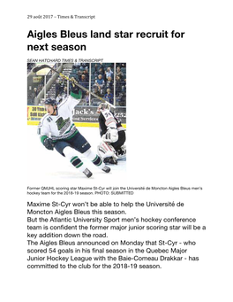 Aigles Bleus Land Star Recruit for Next Season