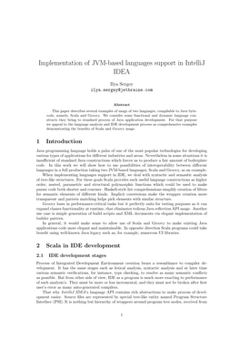 Implementation of JVM-Based Languages Support in Intellij IDEA