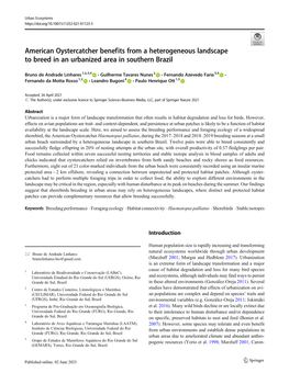 American Oystercatcher Benefits from a Heterogeneous Landscape to Breed in an Urbanized Area in Southern Brazil