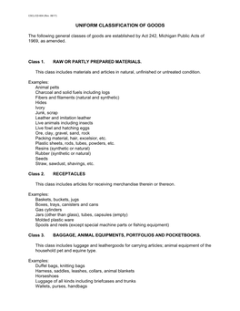 604 Uniform Classification of Goods/Services