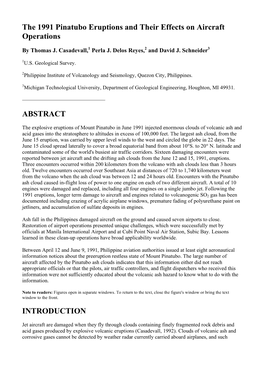 The 1991 Pinatubo Eruptions and Their Effects on Aircraft Operations