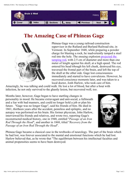 The Amazing Case of Phineas Gage 06/11/02 12:36