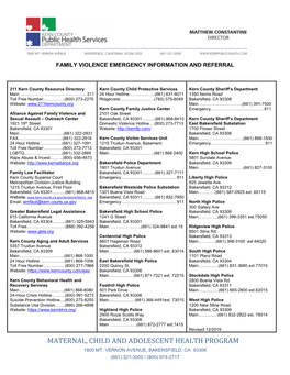 Family Violence Information and Referral