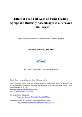 Effect of Tree-Fall Gaps on Fruit-Feeding Nymphalid Butterfly Assemblages in a Peruvian Rain Forest
