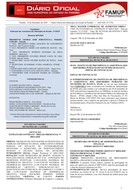 Paraíba , 23 De Dezembro De 2020 • Diário Oficial Dos Municípios Do Estado Da Paraíba • ANO XII | Nº 2756