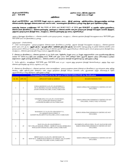 Provisional Rejection List for the Post of XEROX OPERATOR for Rectification