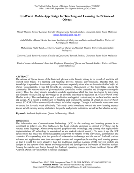 Ez-Warsh Mobile App Design for Teaching and Learning the Science of Qiraat