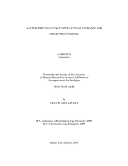 A Heterodox Analysis of International Exchange And