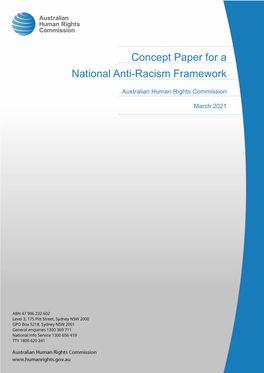 Concept Paper for a National Anti-Racism Framework