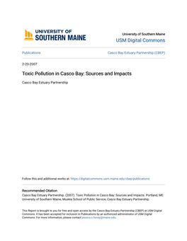 Toxic Pollution in Casco Bay: Sources and Impacts