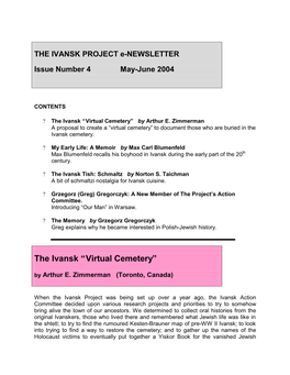 The Ivansk “Virtual Cemetery” by Arthur E