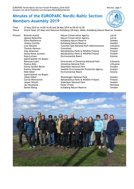 Minutes of the EUROPARC Nordic-Baltic Section Members Assembly 2019