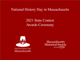 National History Day in Massachusetts 2021 State Contest Awards