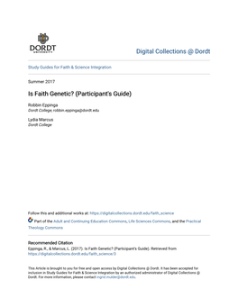 Is Faith Genetic? (Participant's Guide)