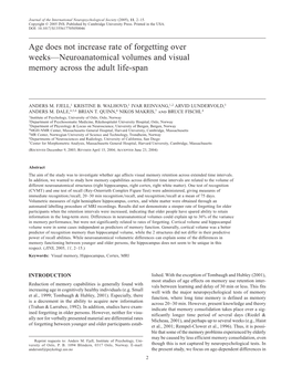 Neuroanatomical Volumes and Visual Memory Across the Adult Life-Span