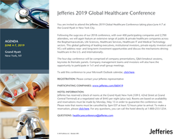 Jefferies 2019 Global Healthcare Conference